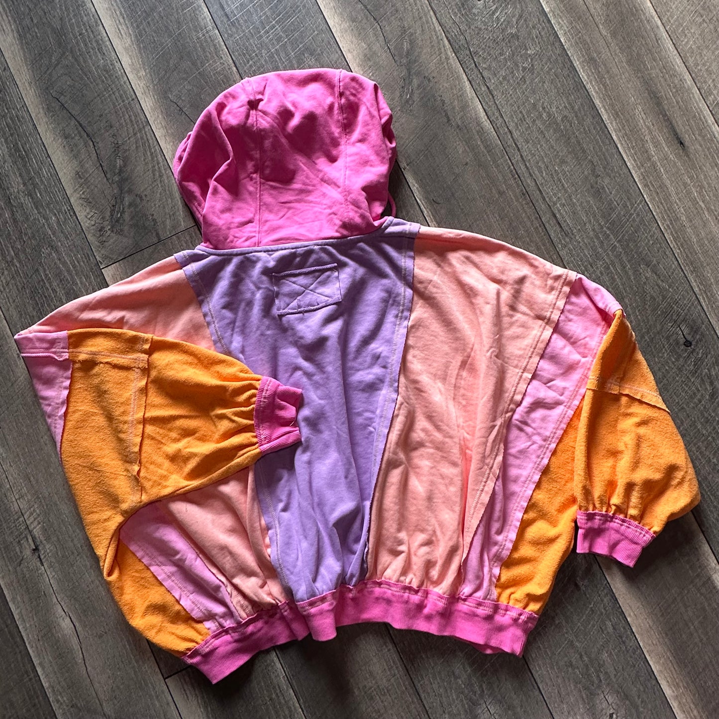 BiBi Super Oversized Colorblock Terry Zip Hooded Jacket (new with tags)