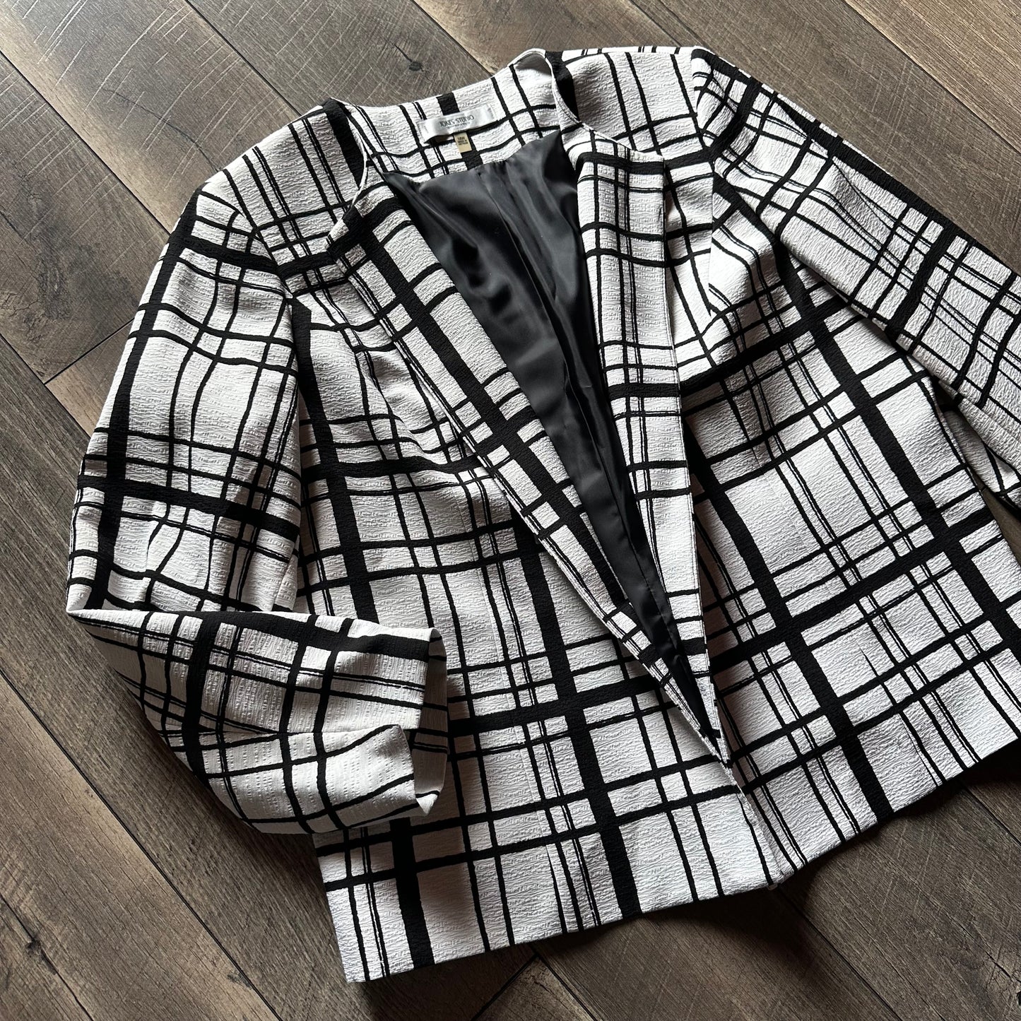 Jones Studio Plaid Open Blazer