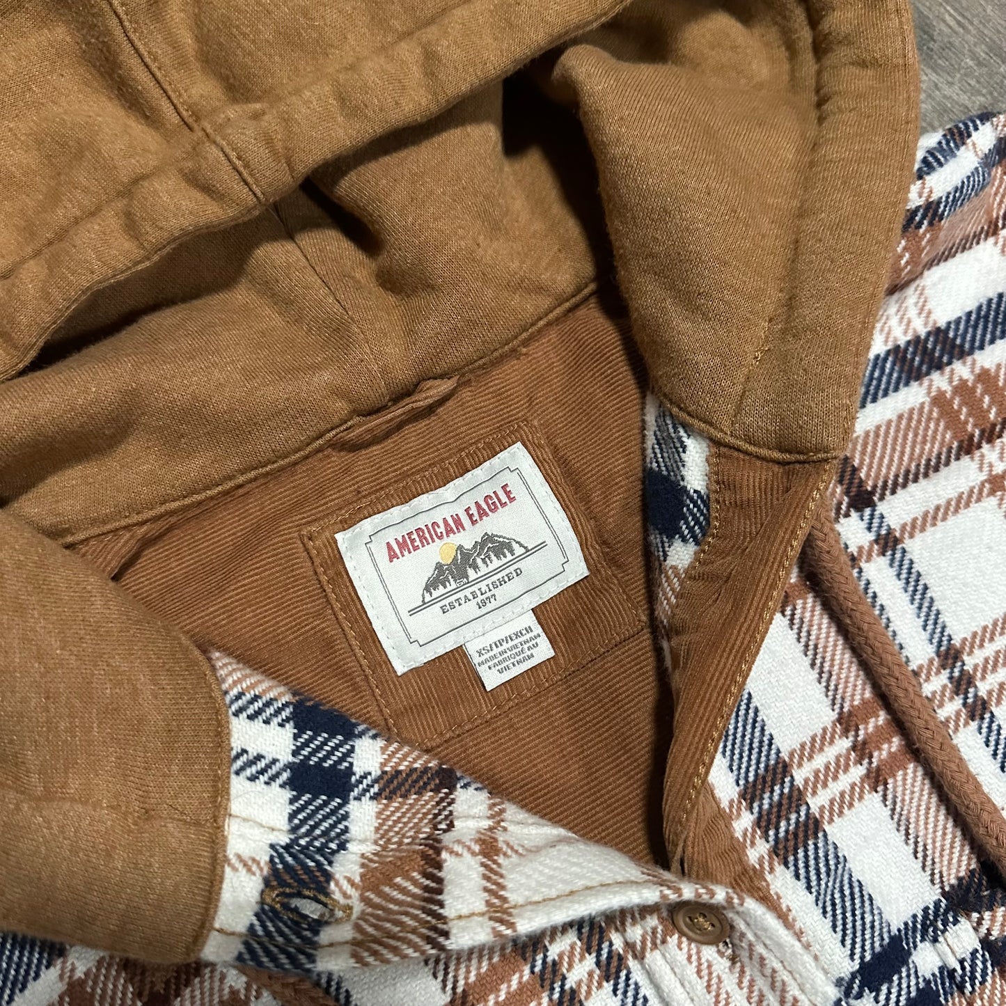 American Eagle Oversized Hooded Button Down