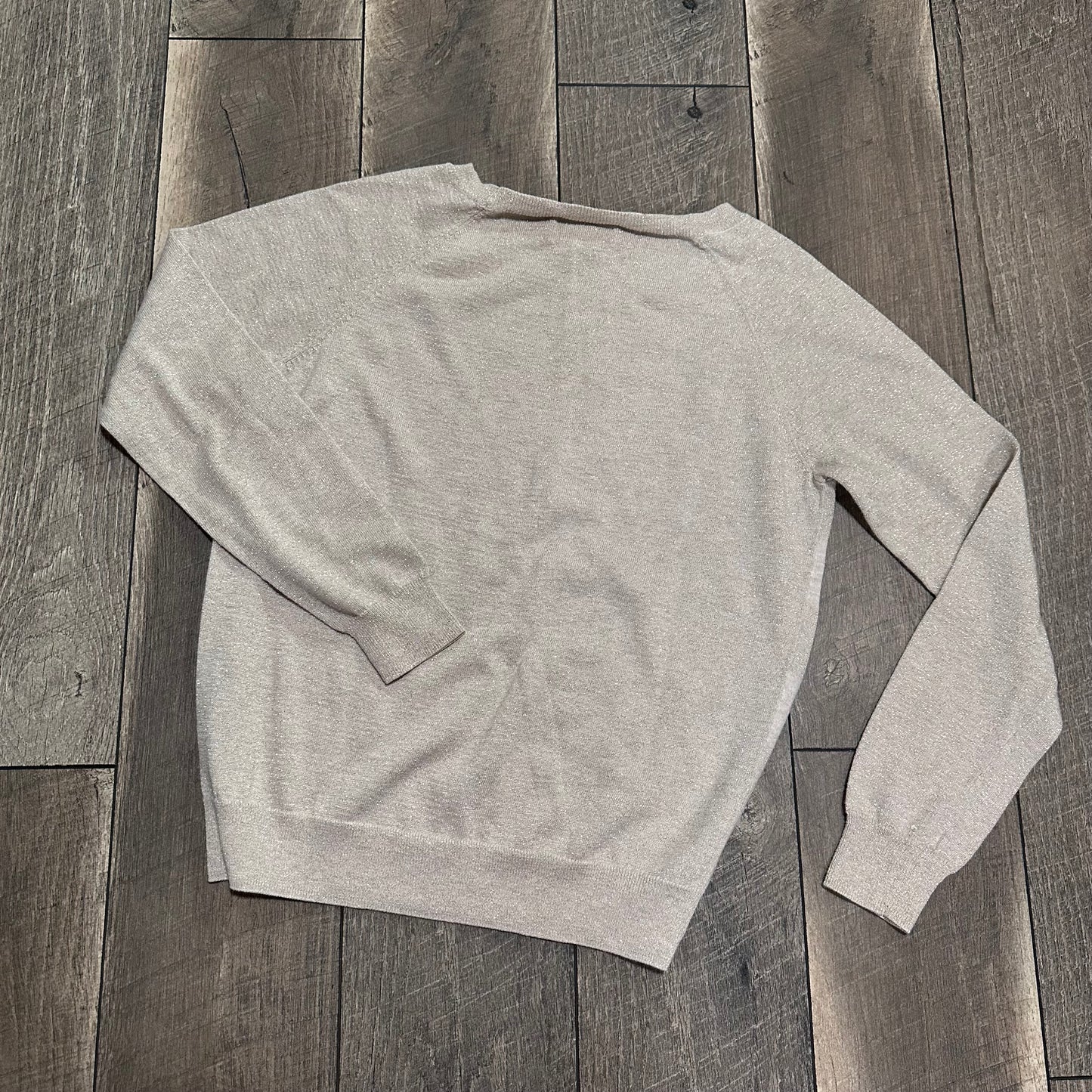 A.n.a Striped Metallic Glitter Lightweight Sweater