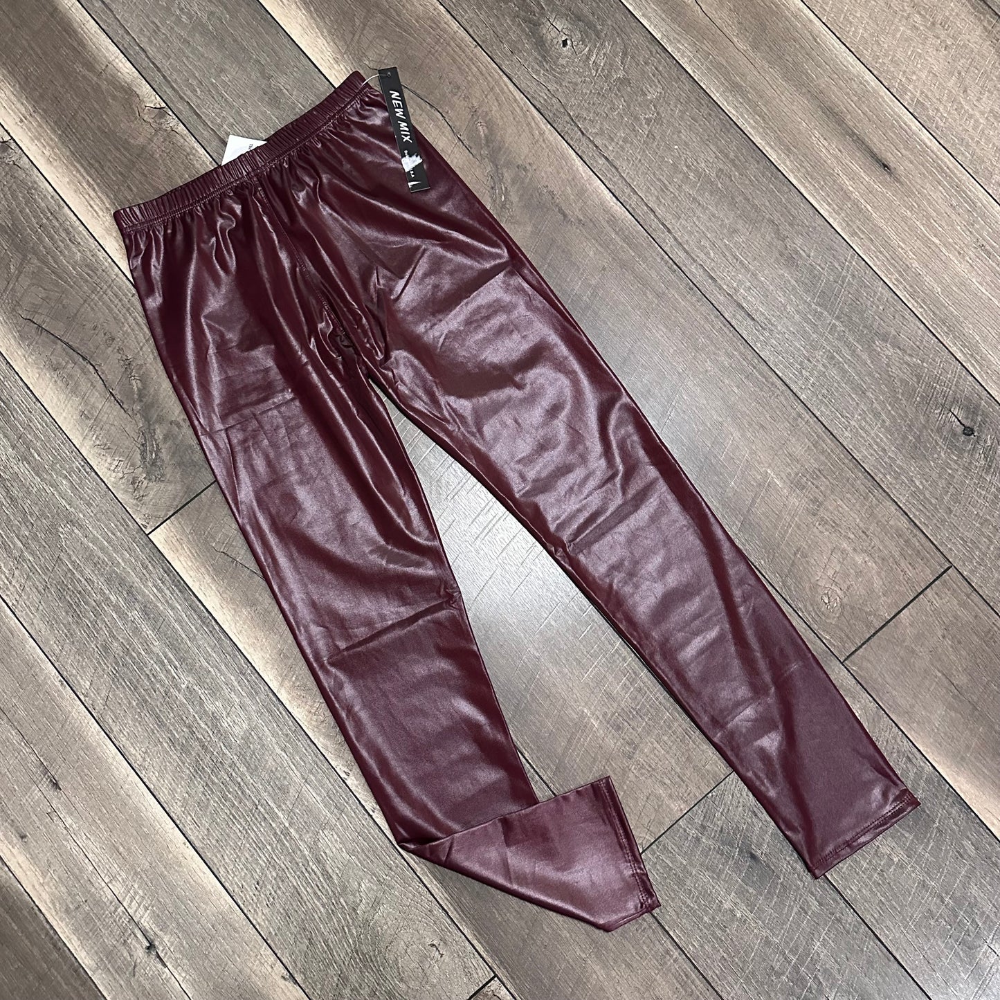 New Mix Shiny Maroon Leggings (new with tags)