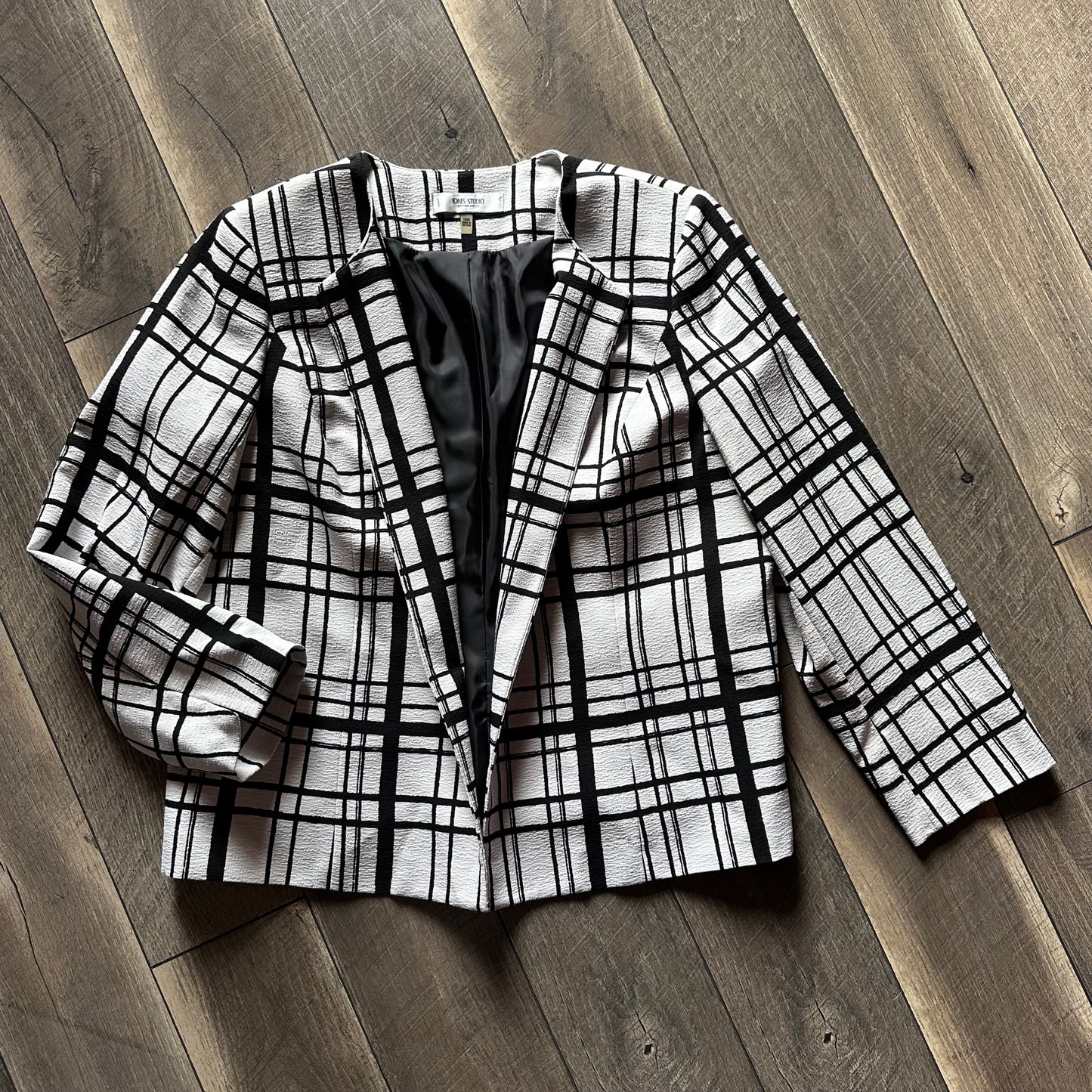 Jones Studio Plaid Open Blazer