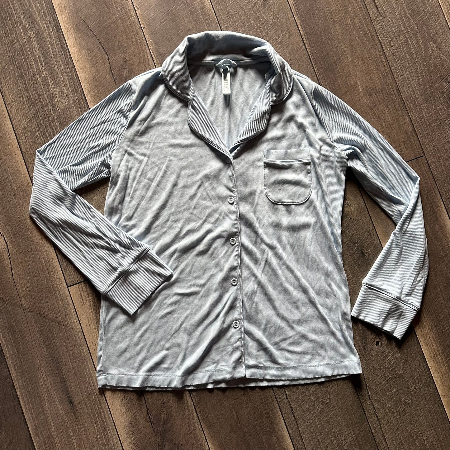 Skims Sky Blue Ribbed Pajama Set (like new)