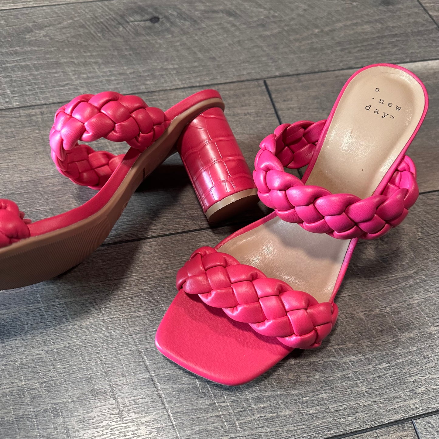 A New Day Hot Pink Braided Strap Heels