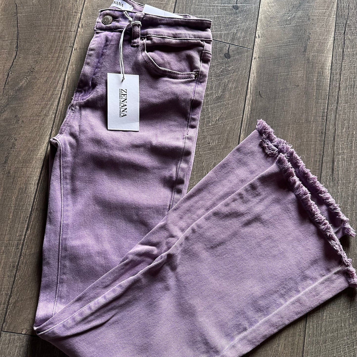 Zenana Purple Raw Hem Flares