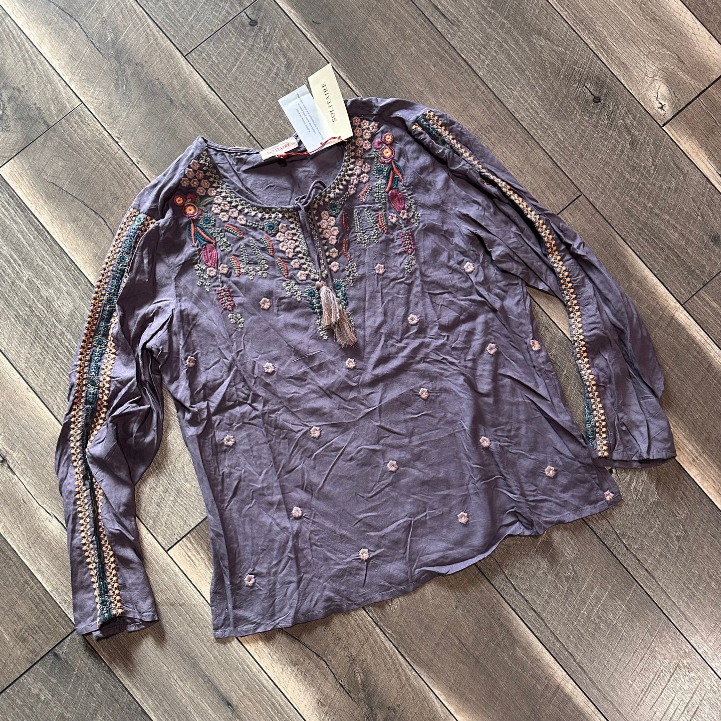 Solitaire Embroidered Long Sleeve Top (new with tags)