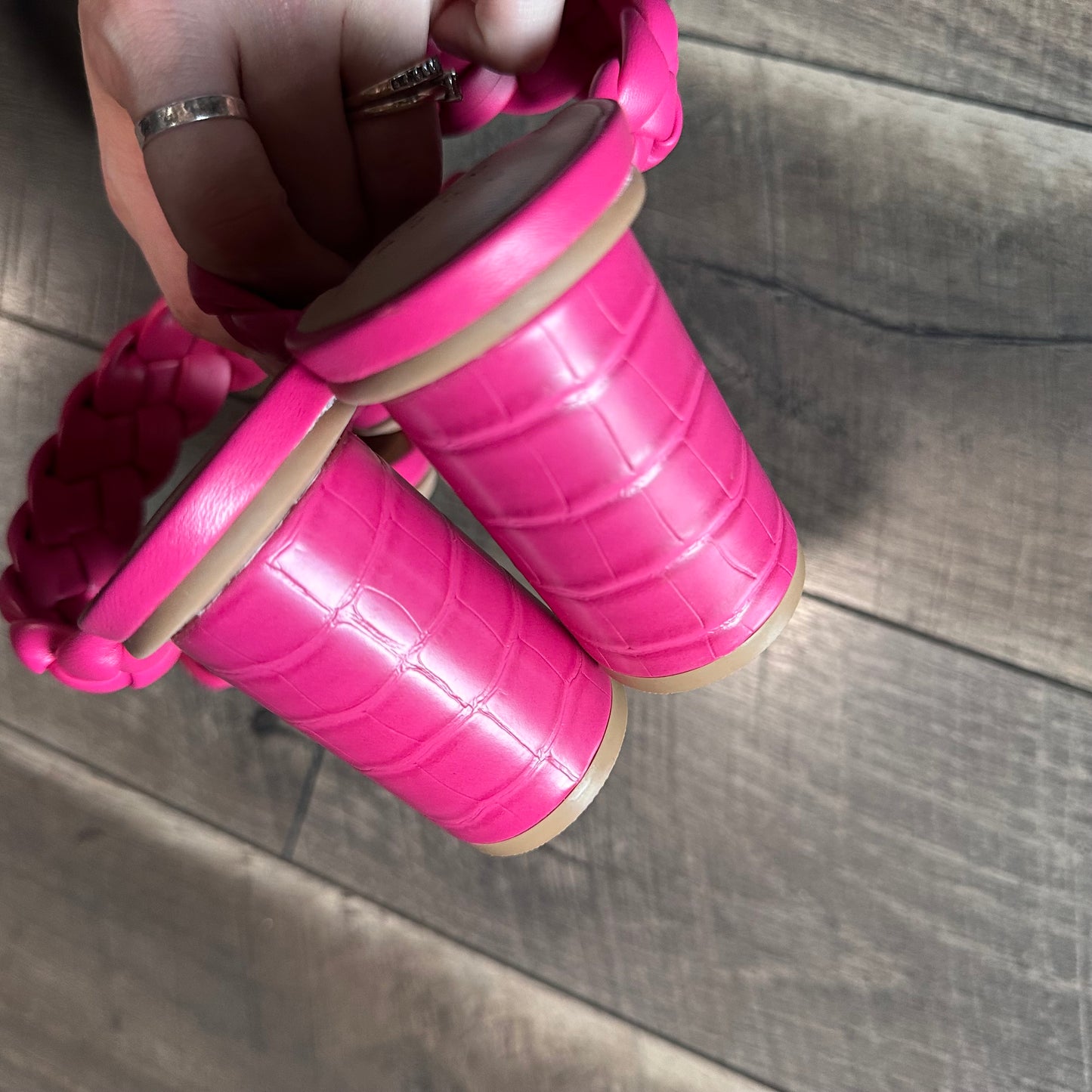 A New Day Hot Pink Braided Strap Heels