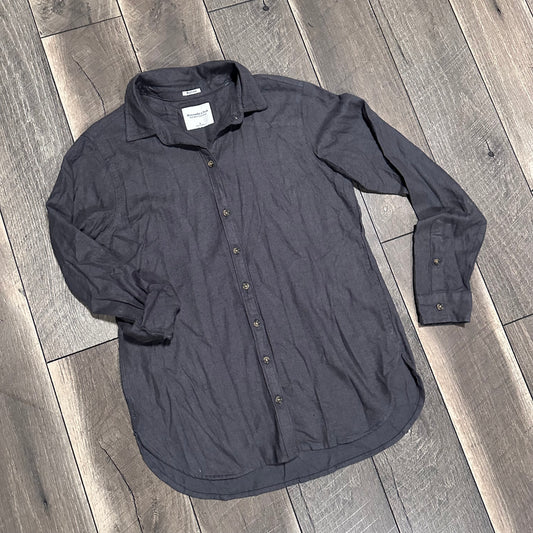 Abercrombie Grey/Green Soft Boyfriend Fit Button Down