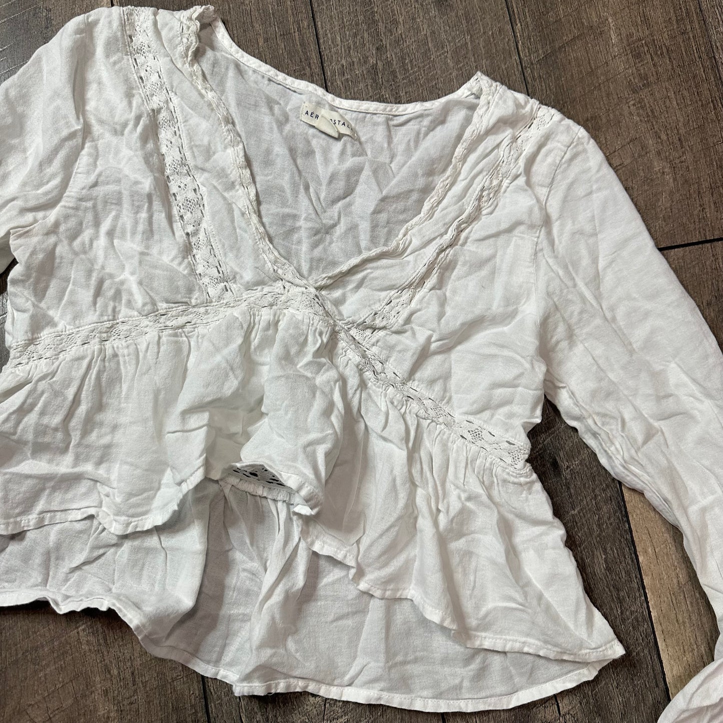 Aeropostale White Babydoll Long Sleeve