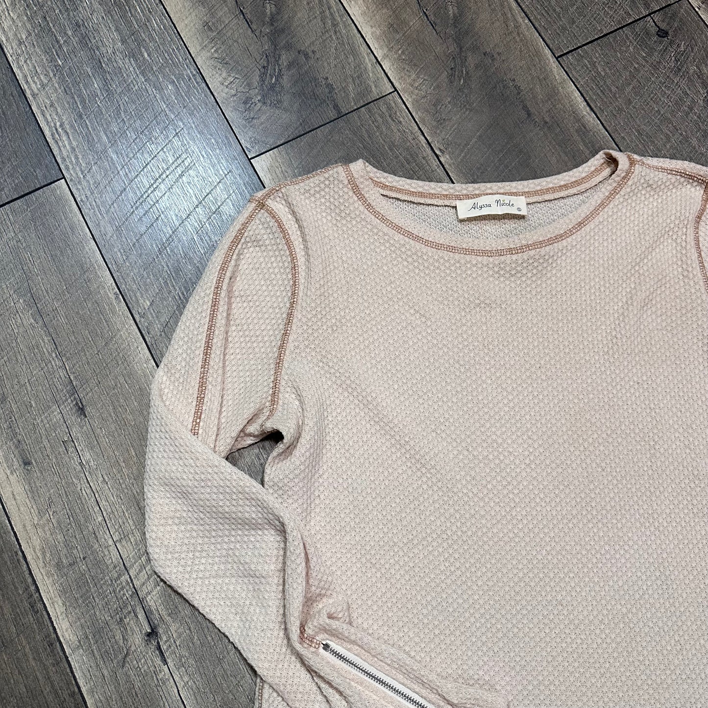 Alyssa Nicole Waffleknit Long Sleeve Top