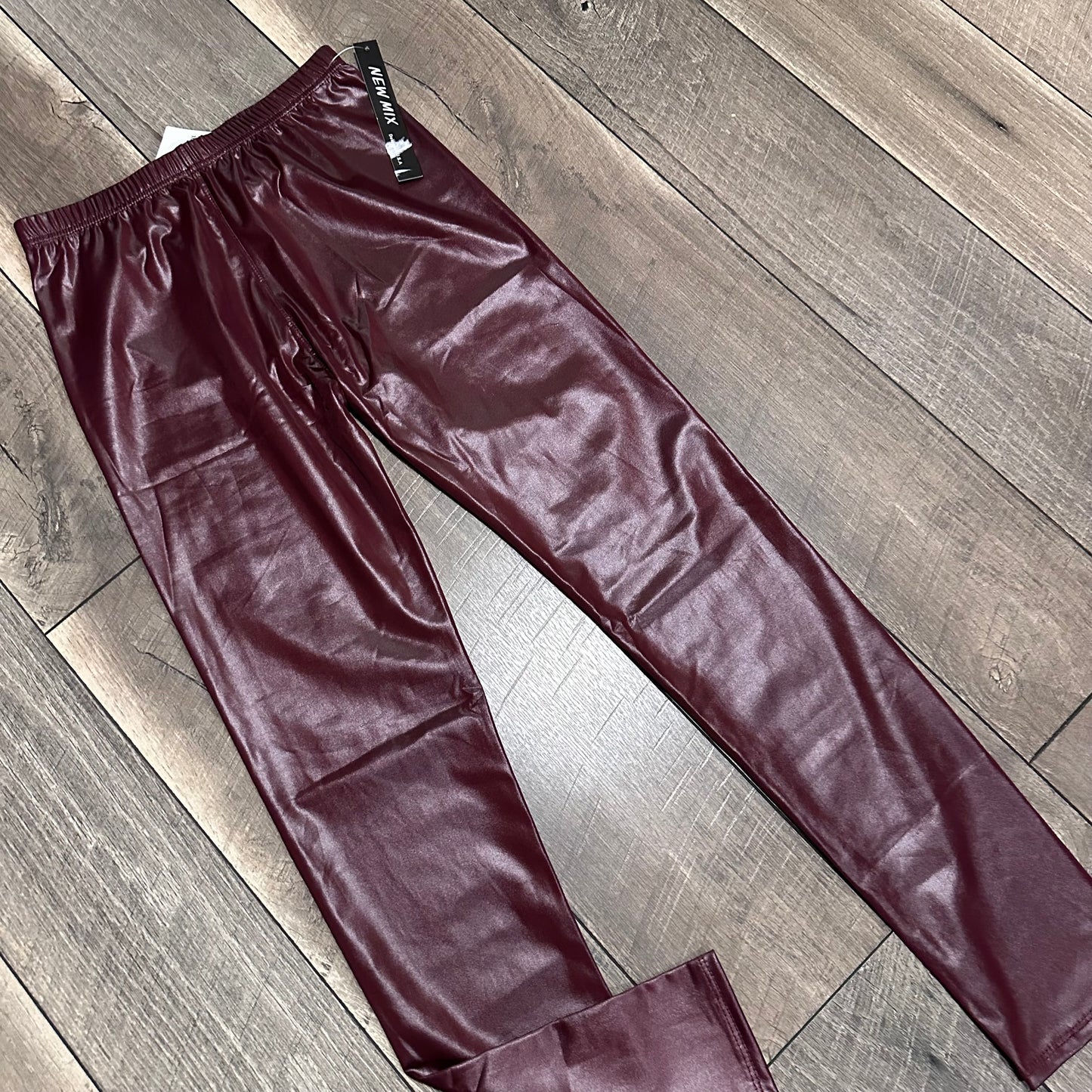 New Mix Shiny Maroon Leggings (new with tags)