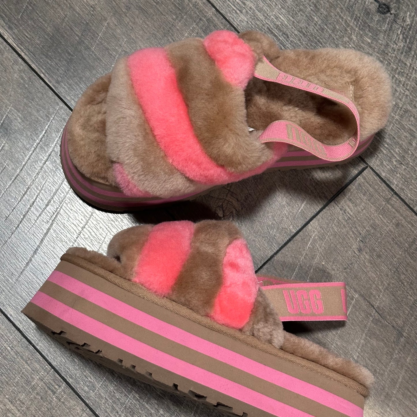 UGG Disco Stripe Slide Platform Sandals