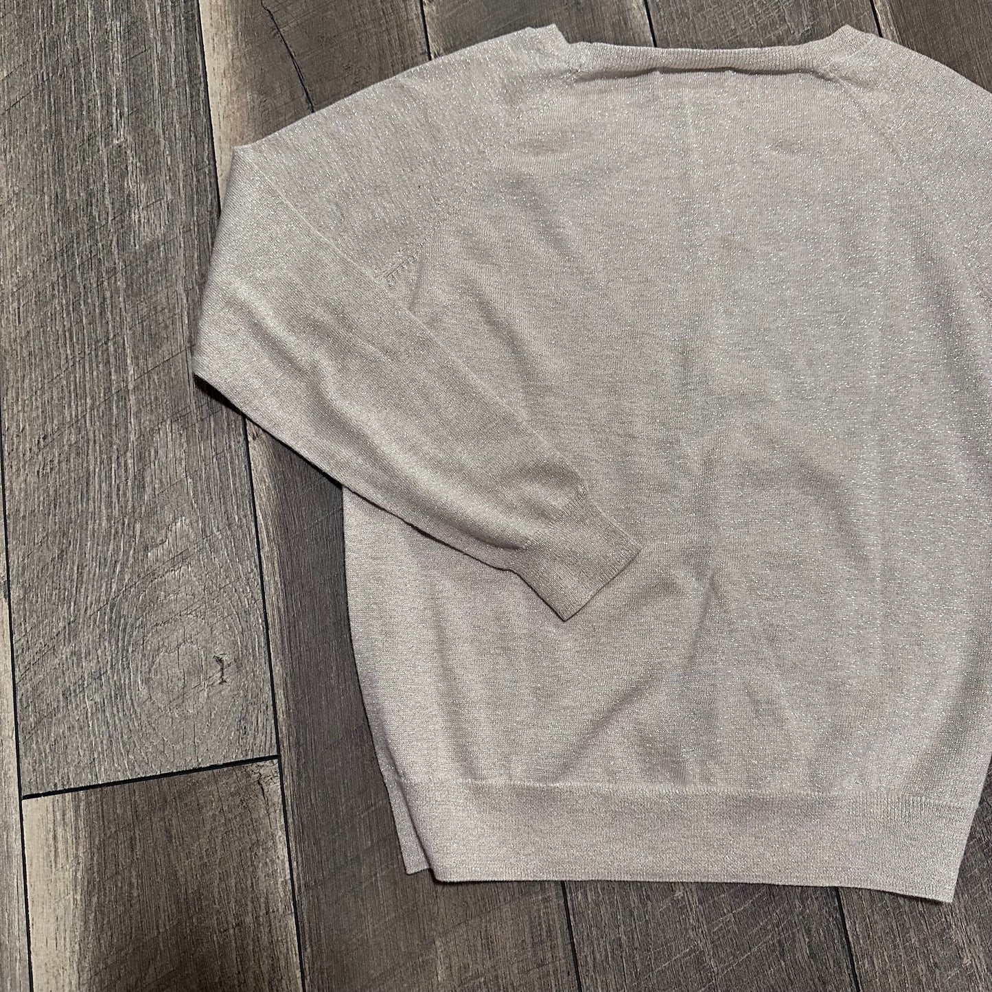 A.n.a Striped Metallic Glitter Lightweight Sweater