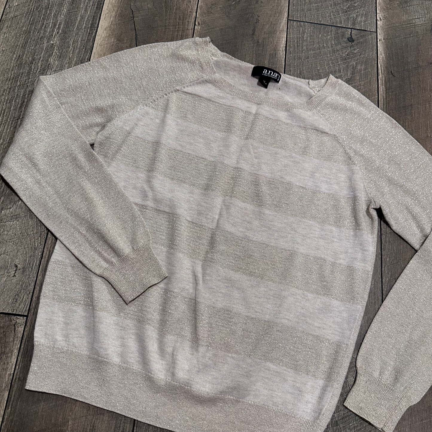 A.n.a Striped Metallic Glitter Lightweight Sweater