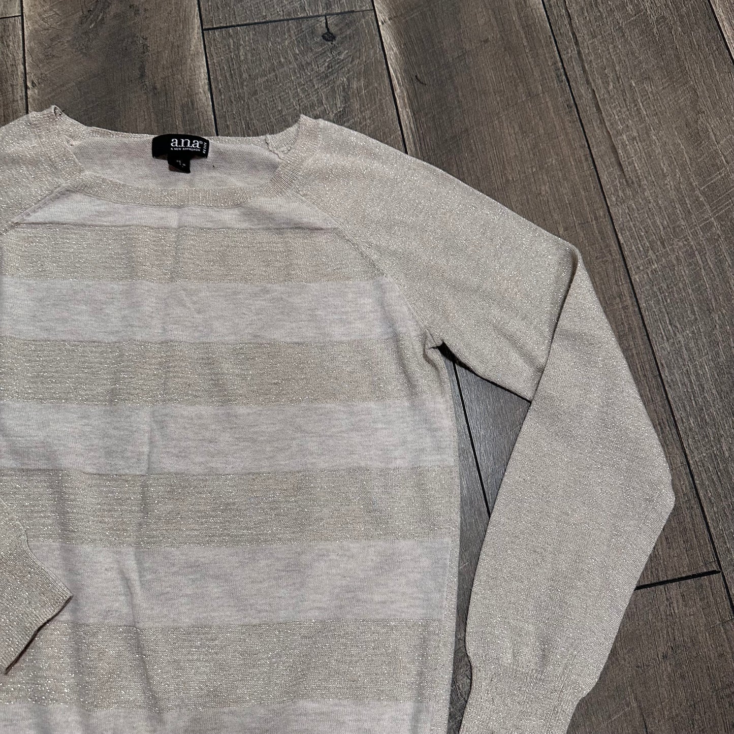 A.n.a Striped Metallic Glitter Lightweight Sweater