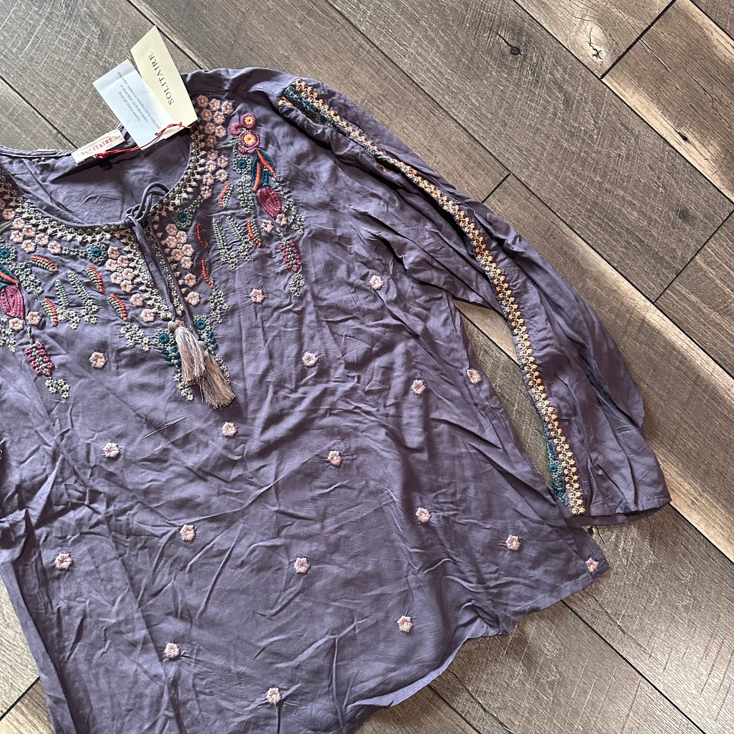 Solitaire Embroidered Long Sleeve Top (new with tags)