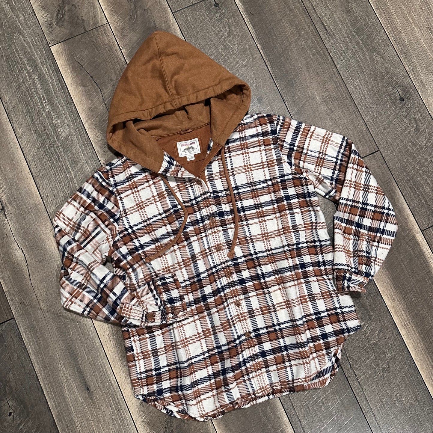 American Eagle Oversized Hooded Button Down