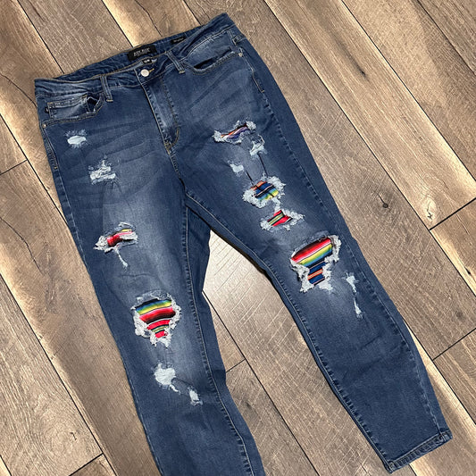 Judy Blue Multicolor Distressed Skinny Fit Jeans