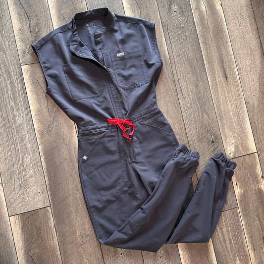 Figs Charcoal Rafaela Cargo Scrub Jumpsuit