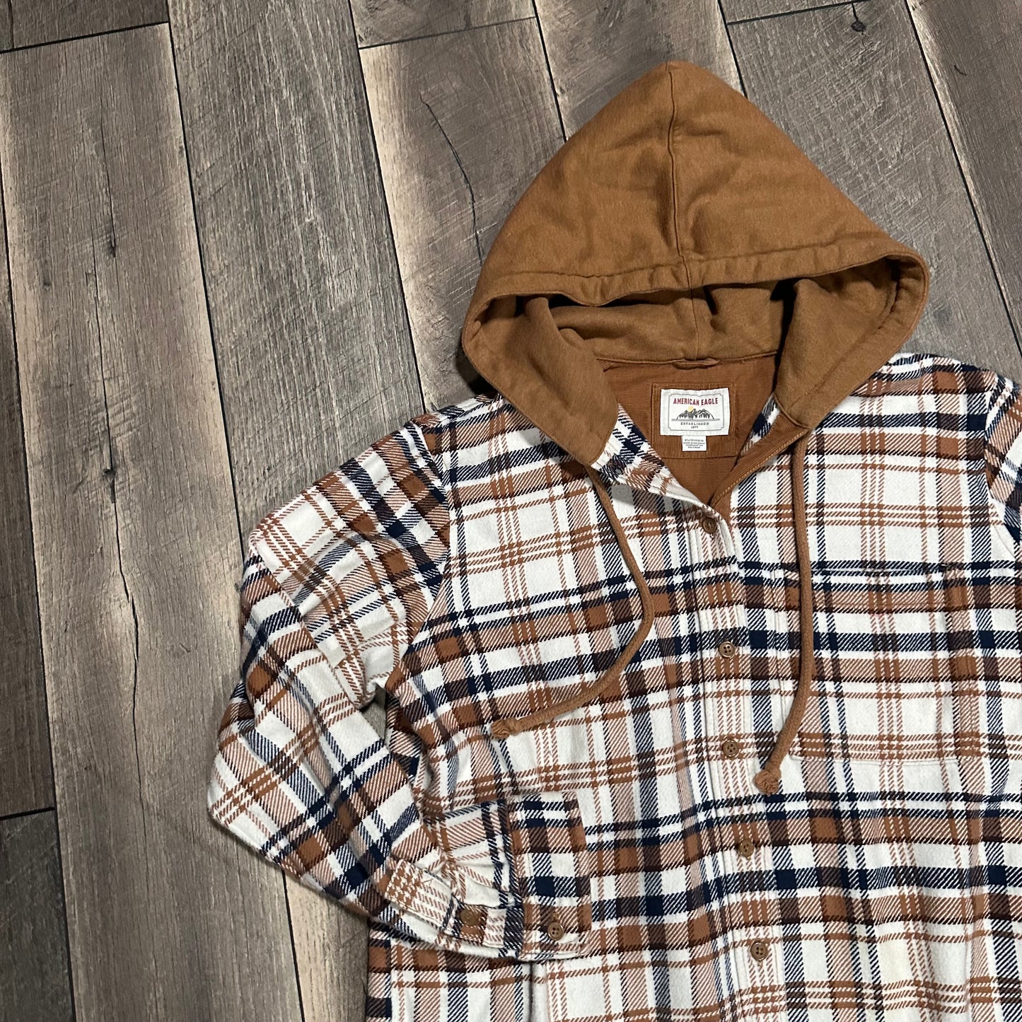American Eagle Oversized Hooded Button Down