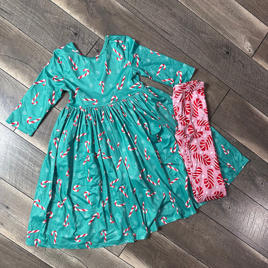 Mila & Rose Candy Cand Dress + Leggings Outfit
