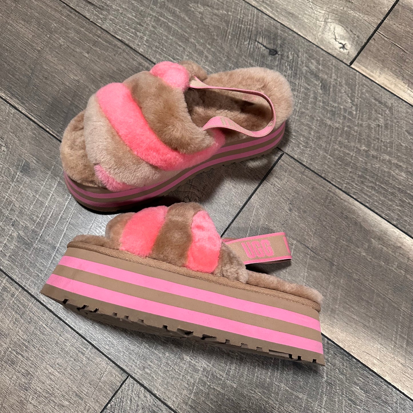 UGG Disco Stripe Slide Platform Sandals