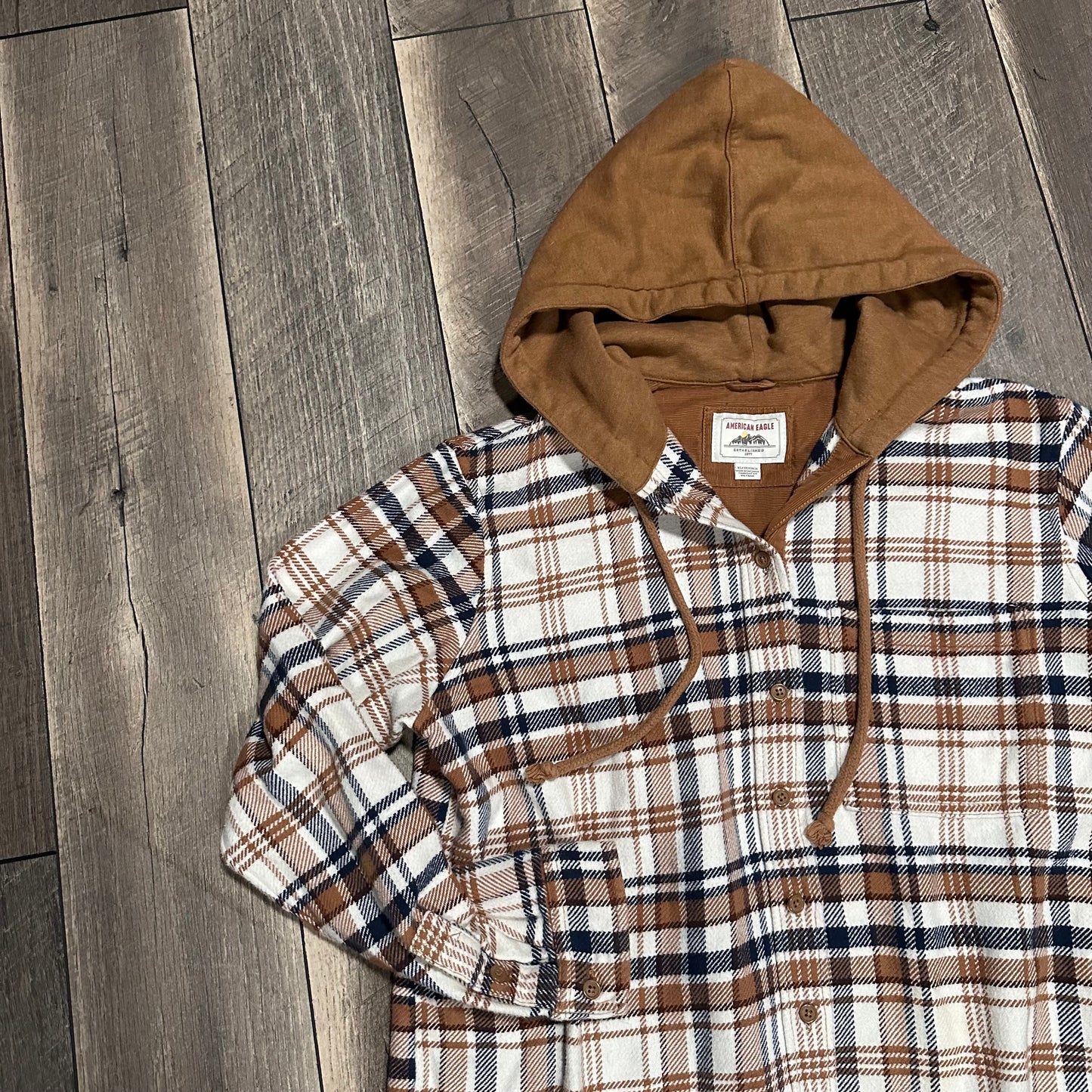 American Eagle Oversized Hooded Button Down