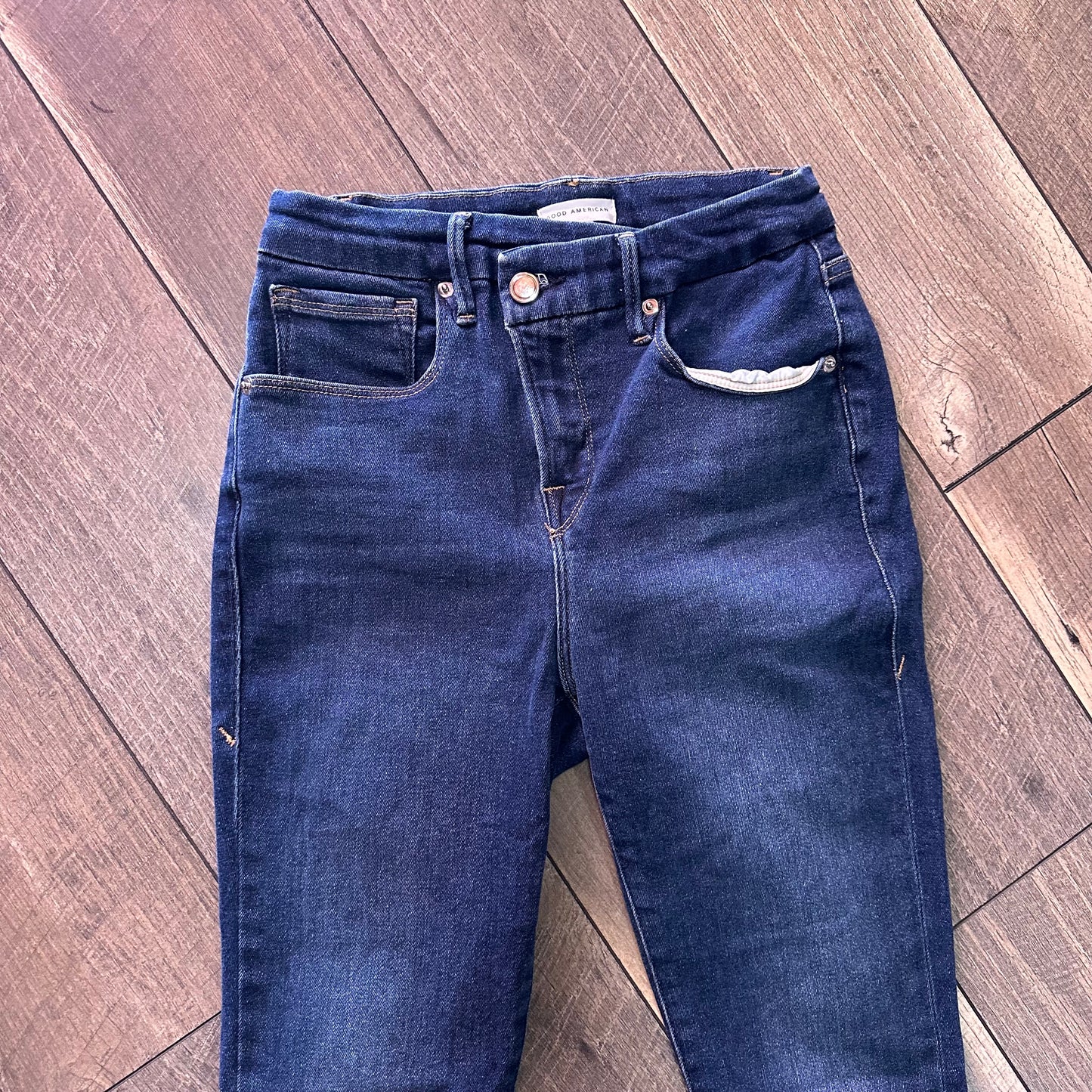 Good American Crossover Waist Skinny Jeans