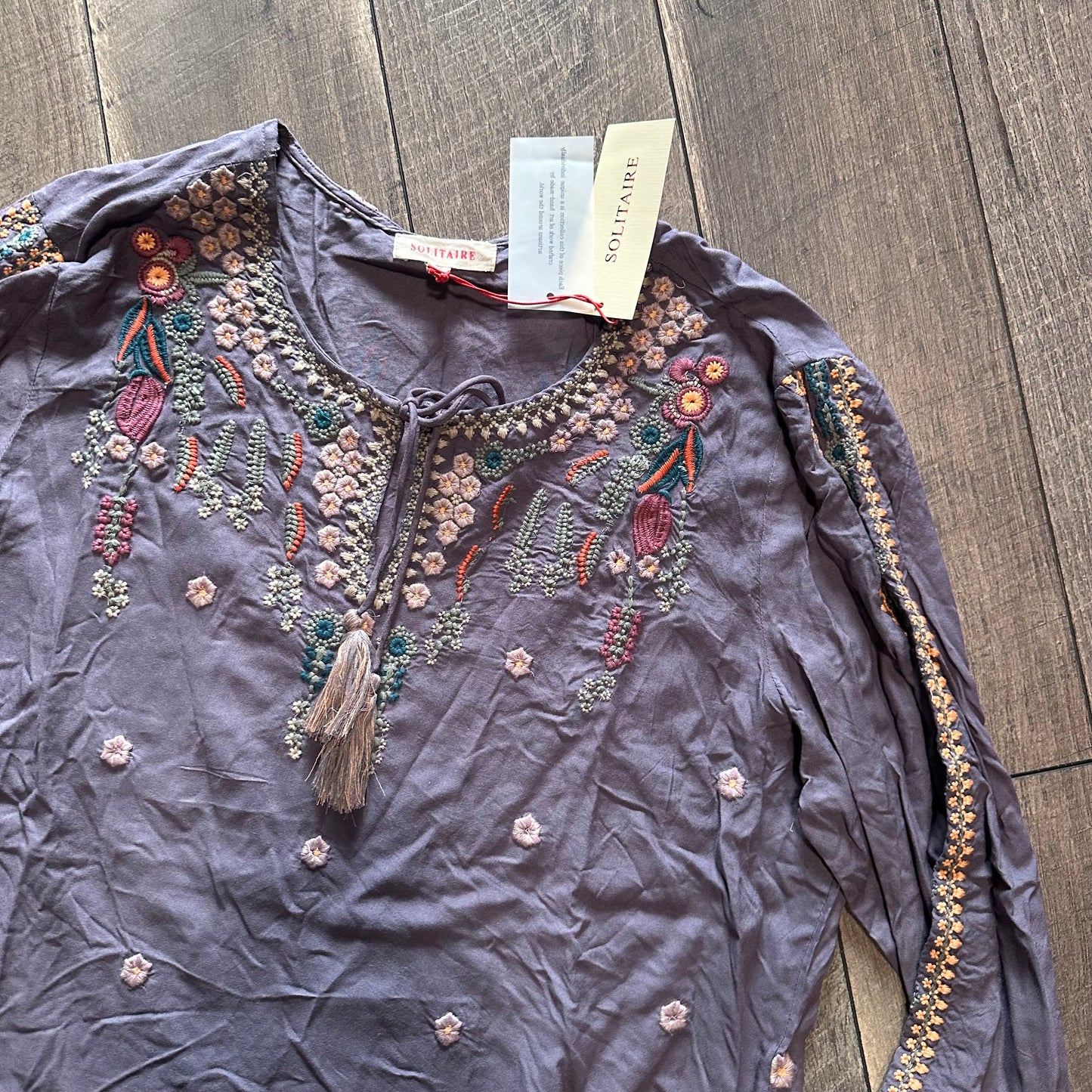 Solitaire Embroidered Long Sleeve Top (new with tags)