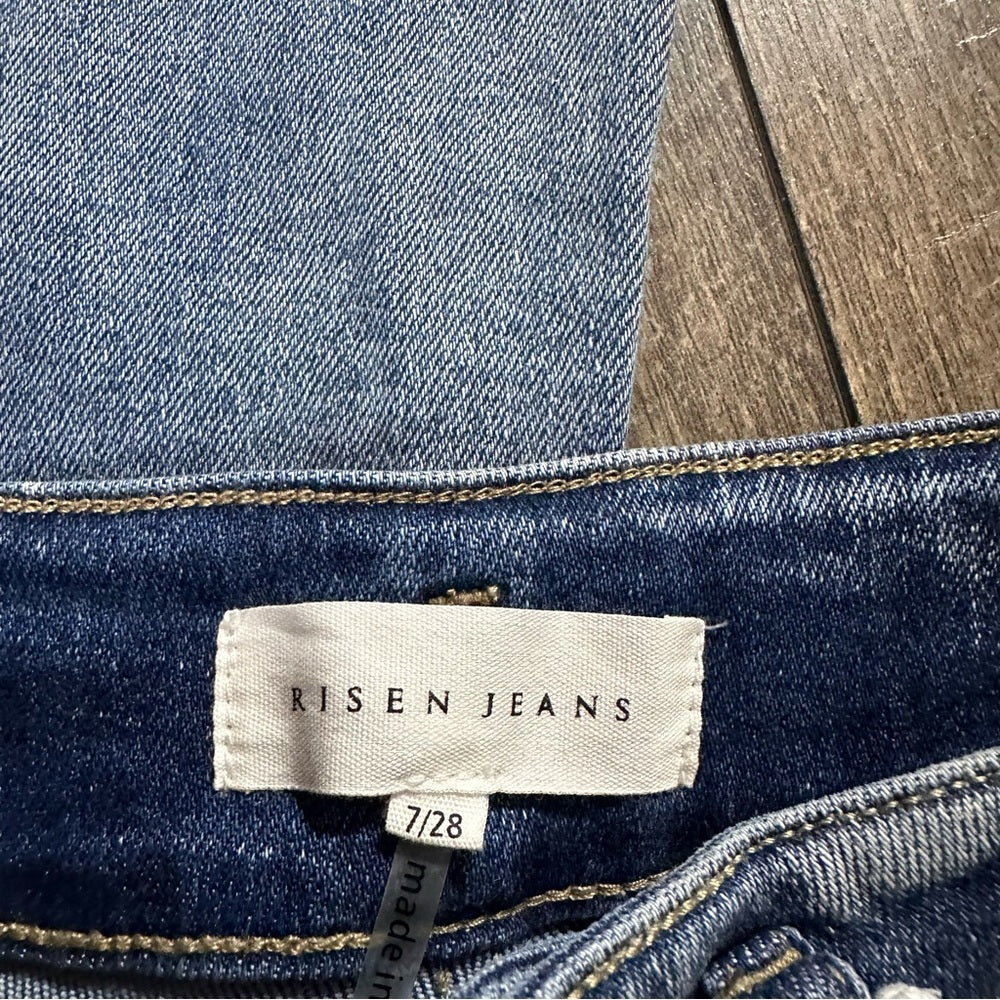 Risen Hi Rise Button Down Flare Jeans
