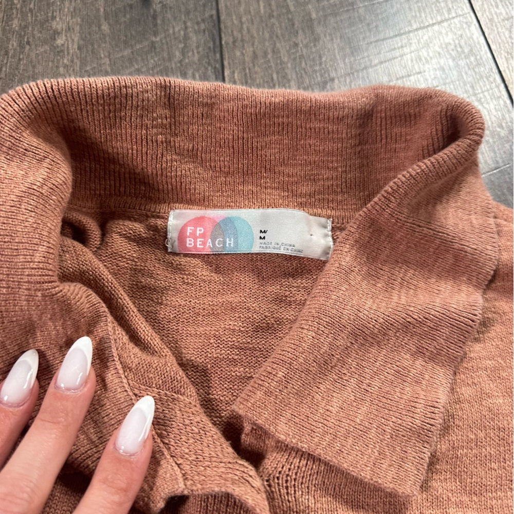 Free People Beach Cotton Blend Button Down Sweater