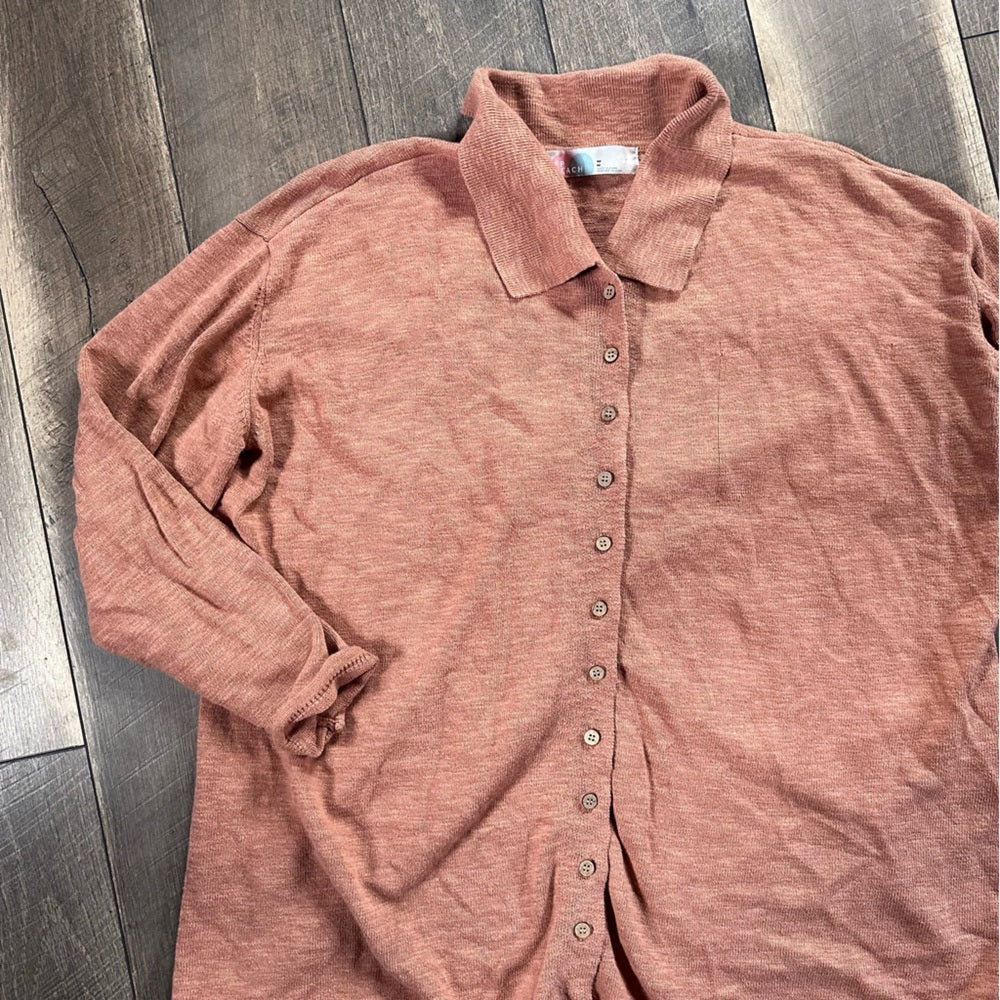 Free People Beach Cotton Blend Button Down Sweater