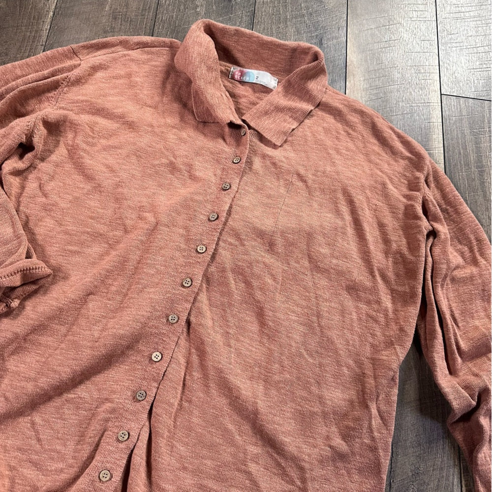 Free People Beach Cotton Blend Button Down Sweater