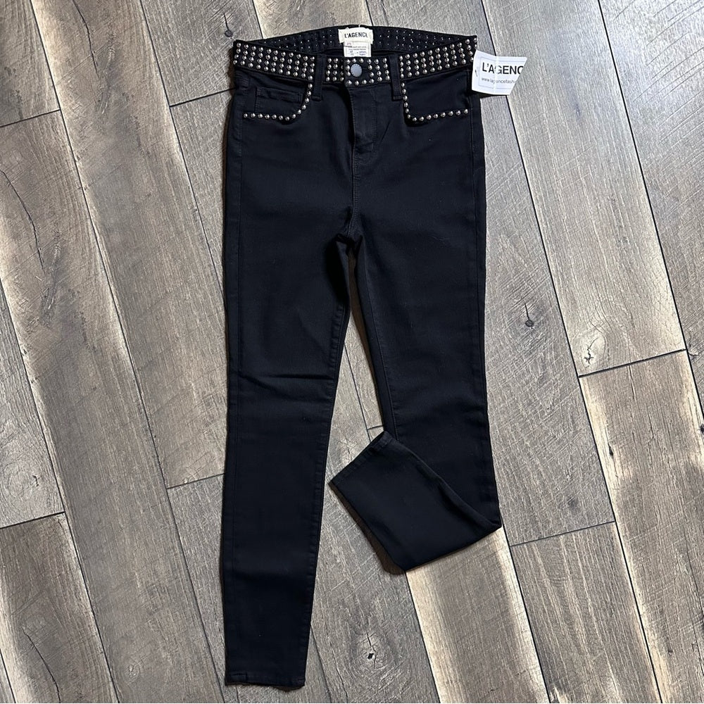 L’Agence Studded Black Skinny Jeans