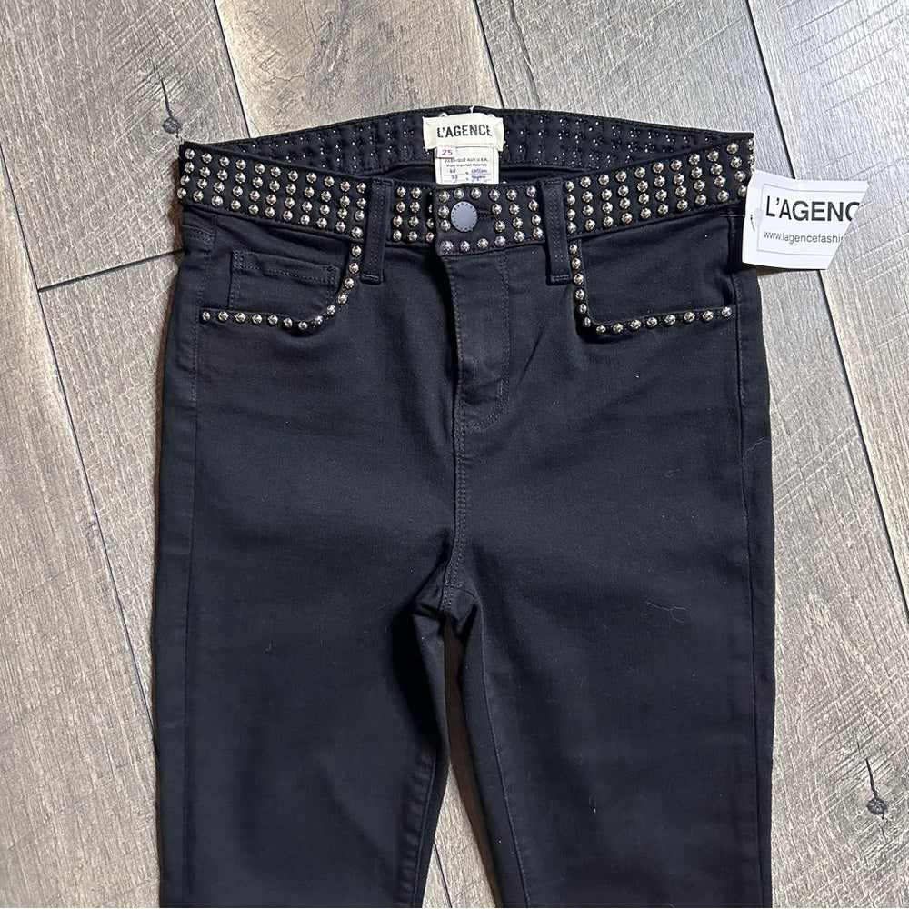 L’Agence Studded Black Skinny Jeans