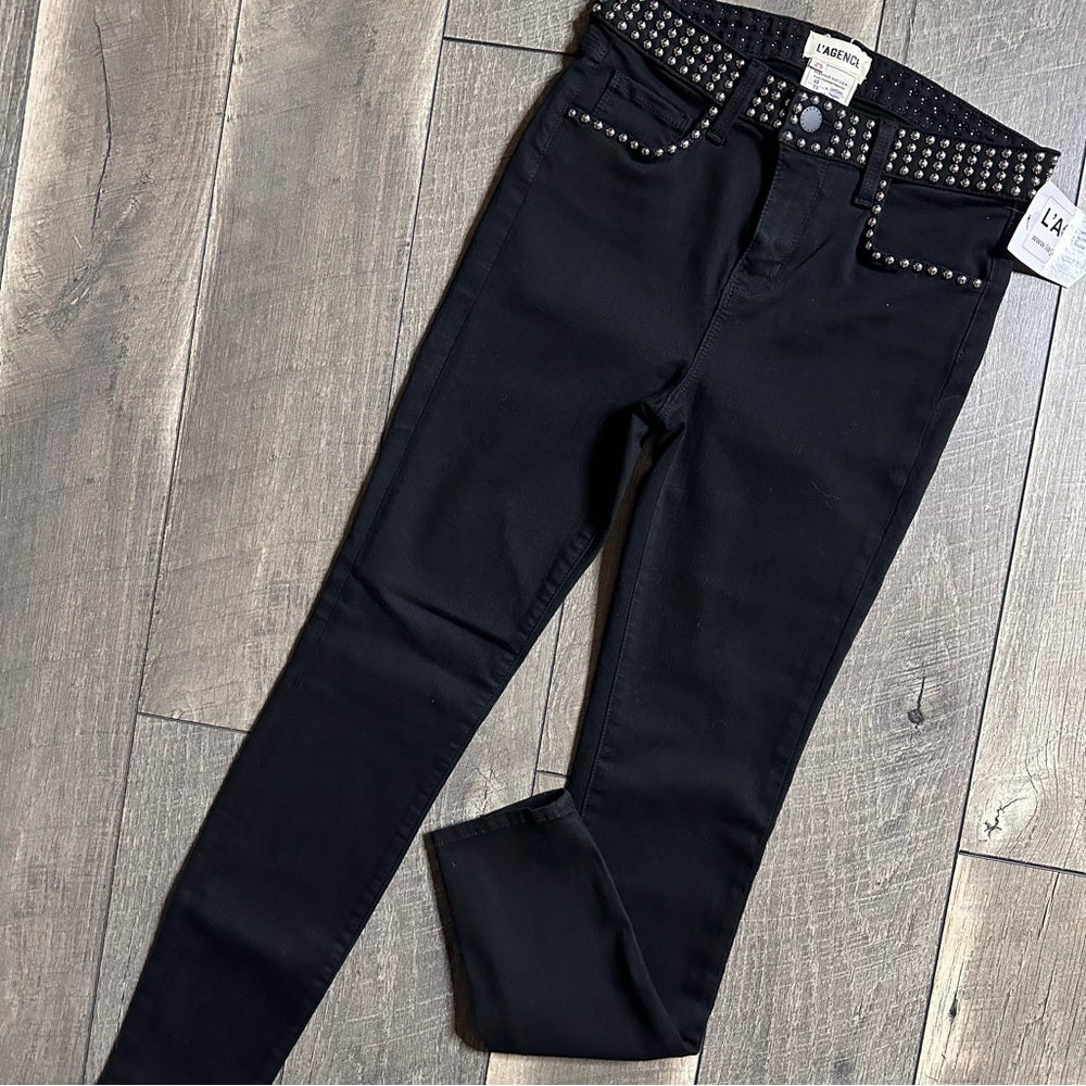 L’Agence Studded Black Skinny Jeans