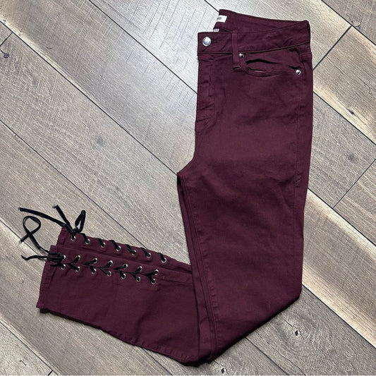 Good American Good Legs Maroon Mid Rise Skinny Jeans