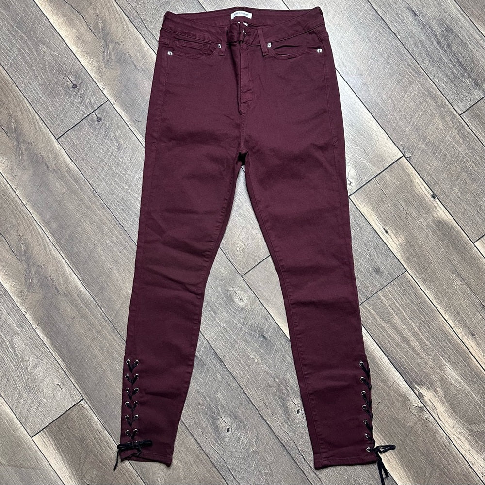 Good American Good Legs Maroon Mid Rise Skinny Jeans