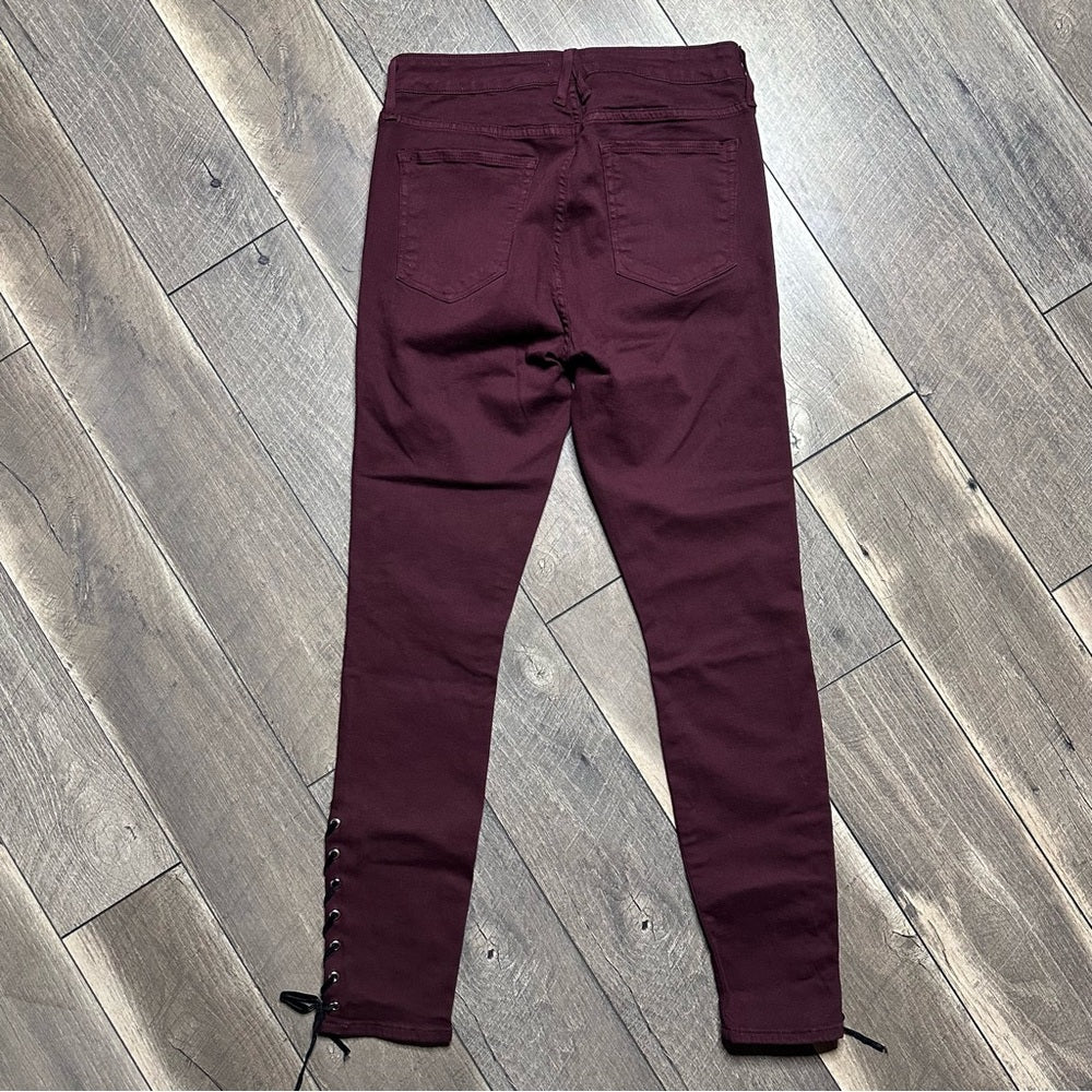 Good American Good Legs Maroon Mid Rise Skinny Jeans