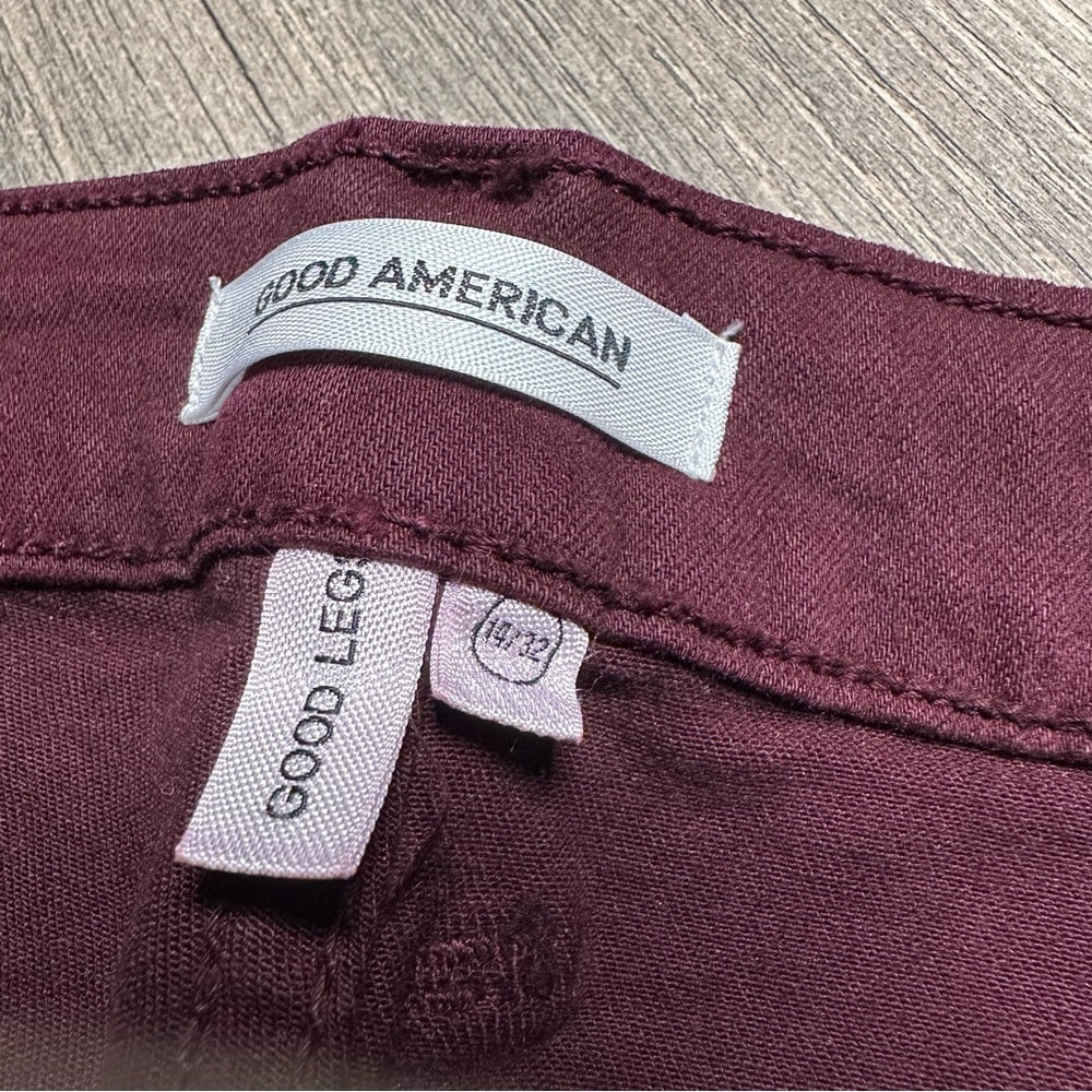 Good American Good Legs Maroon Mid Rise Skinny Jeans
