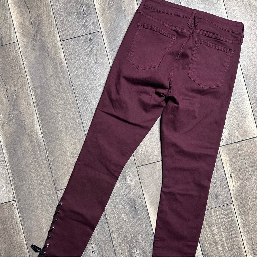 Good American Good Legs Maroon Mid Rise Skinny Jeans