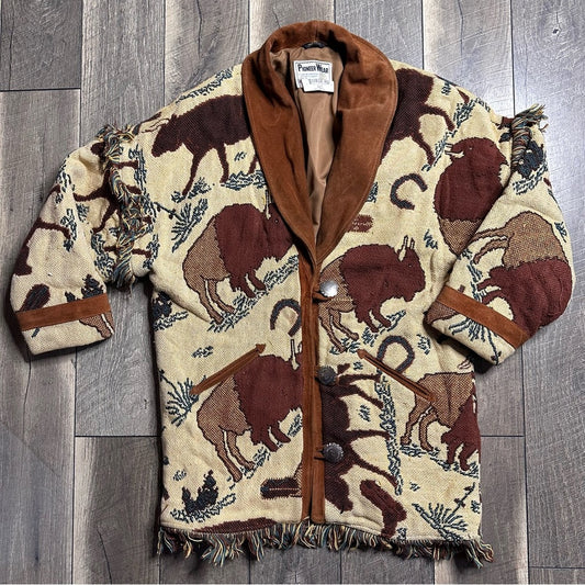 Vintage Pioneer Wear Bison & Buffalo Blanket Coat