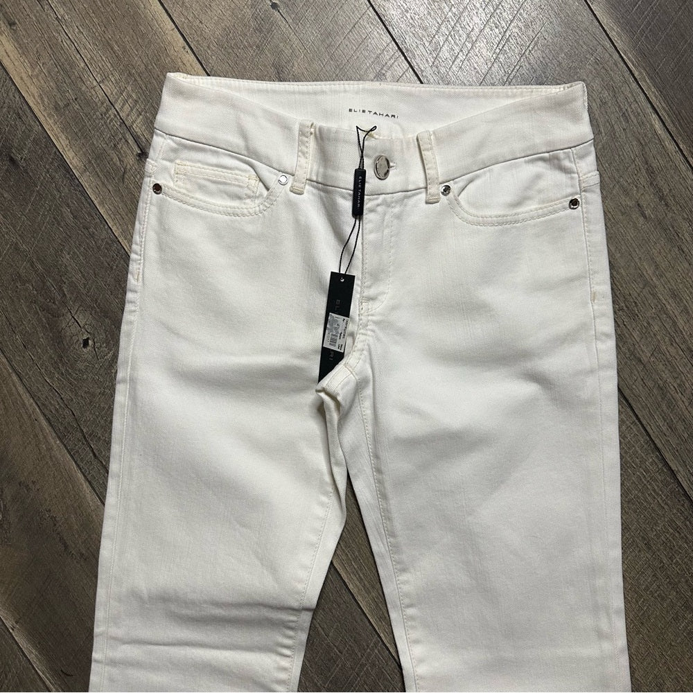 Elie Tahari White Denim Flare Jeans