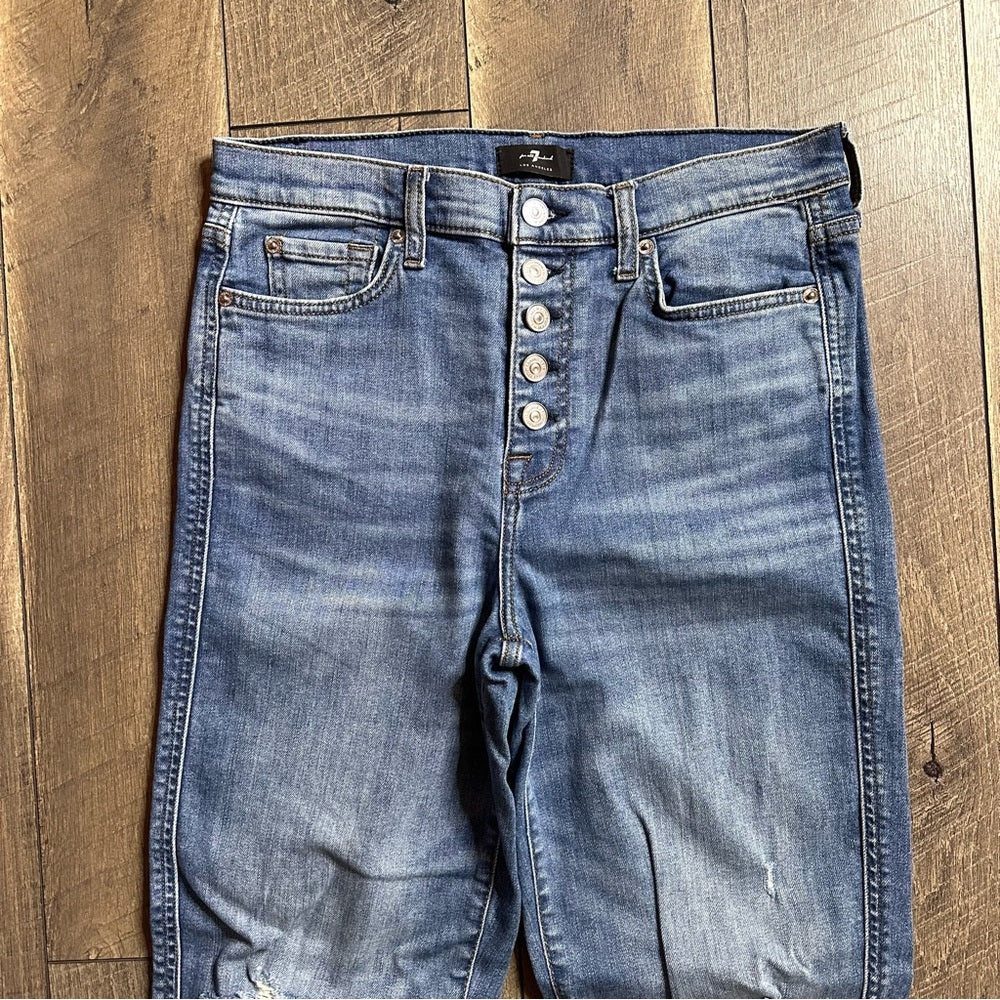 7 For All Mankind Hi Waist Crop Straight Jeans