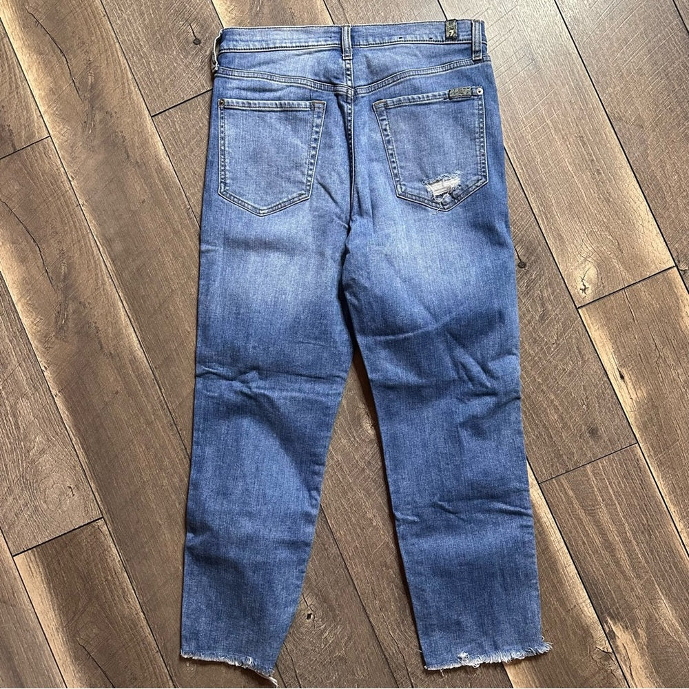 7 For All Mankind Hi Waist Crop Straight Jeans