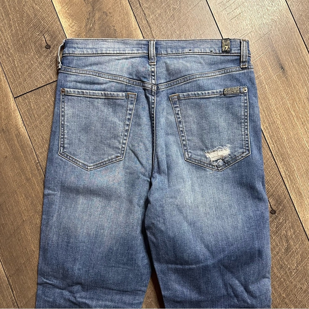7 For All Mankind Hi Waist Crop Straight Jeans