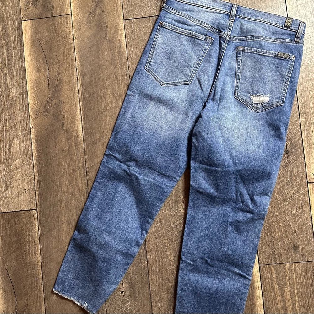 7 For All Mankind Hi Waist Crop Straight Jeans