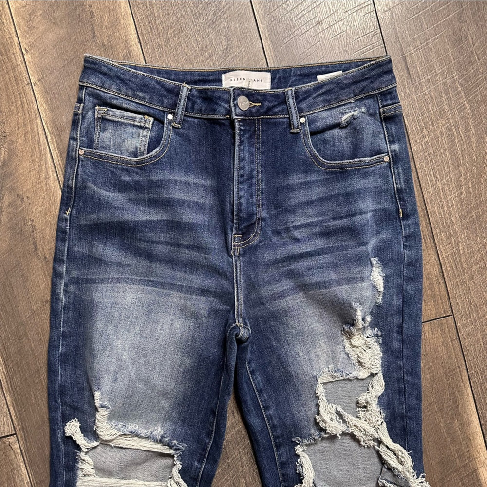Risen Hi Rise Straight Leg Jeans