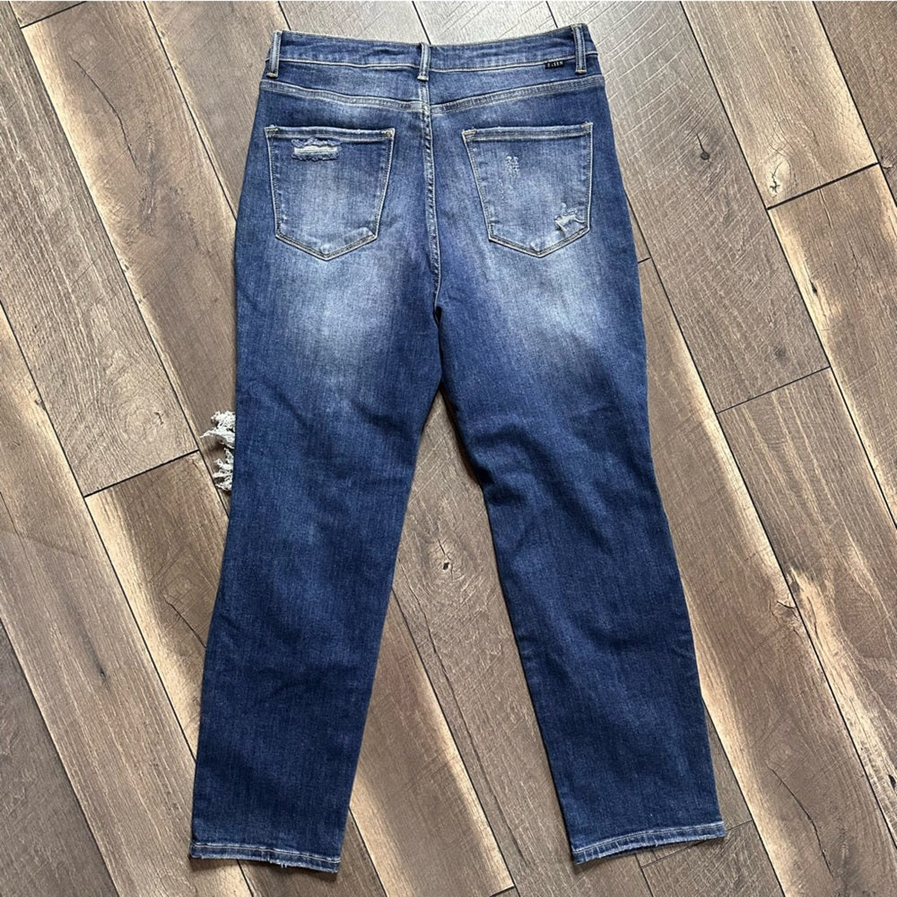 Risen Hi Rise Straight Leg Jeans