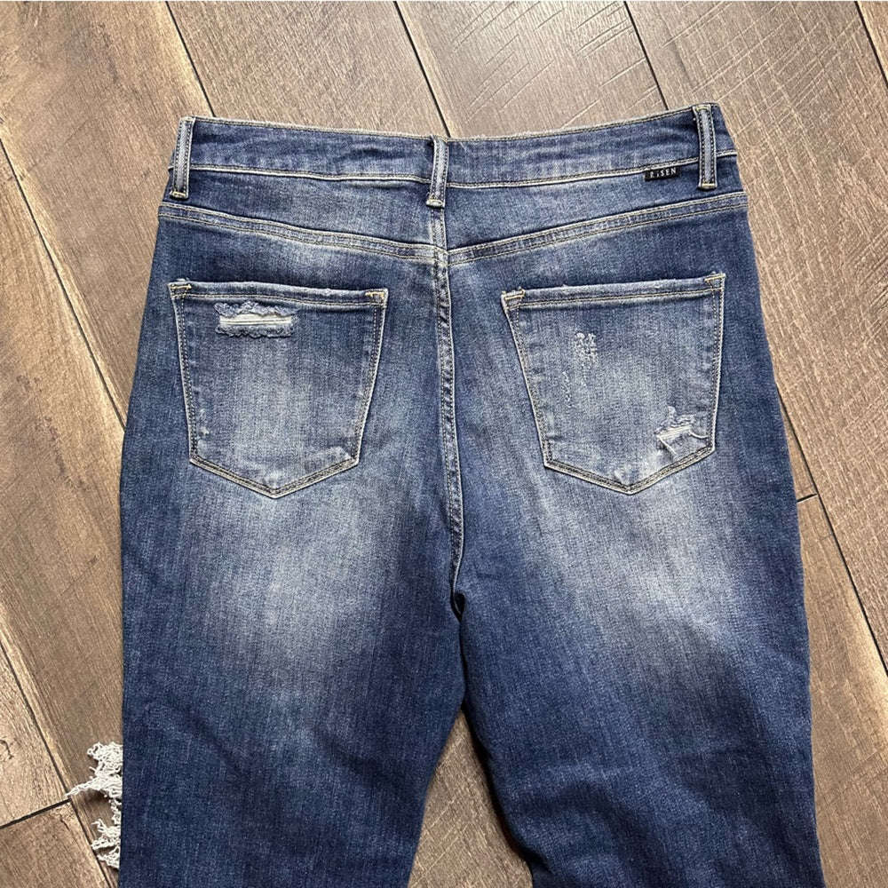 Risen Hi Rise Straight Leg Jeans